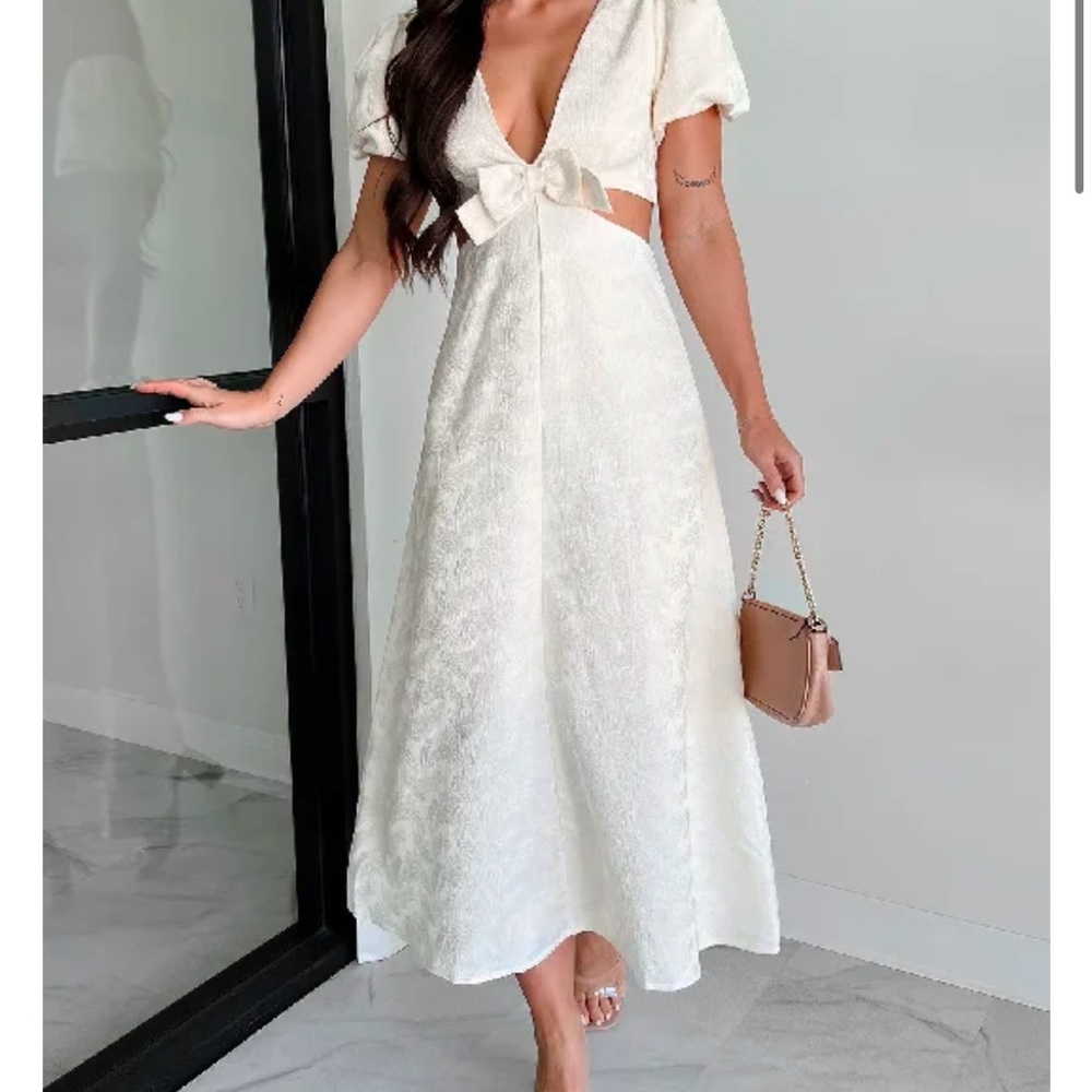 White Midi Dress with Bow